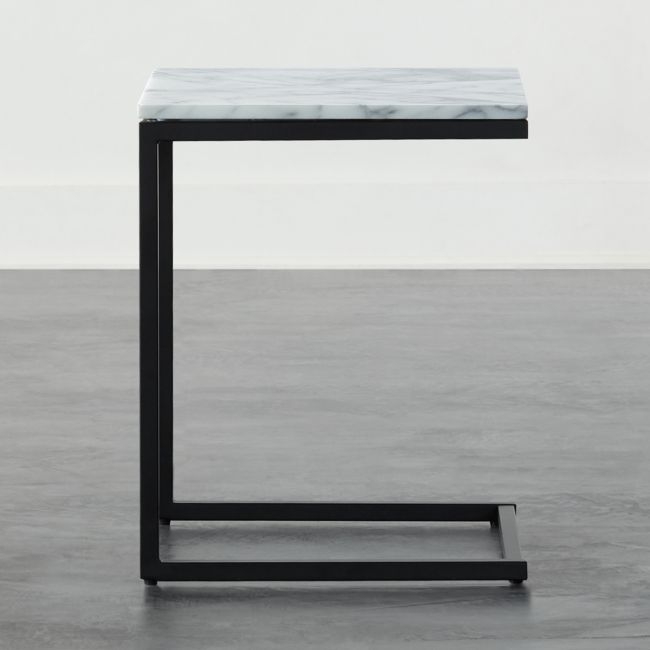 Smart Black C Table with White Marble Top - Image 0