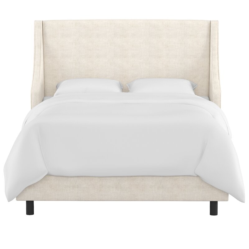 Maser Swoop Arm Wingback Upholstered Standard Bed Queen - Image 0