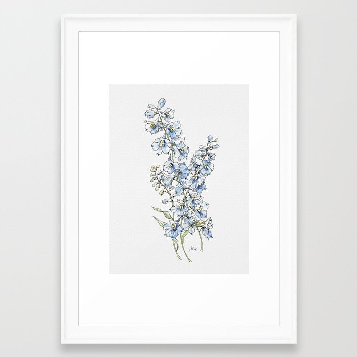 Blue Delphinium Flowers Framed Art Print by Jessica Rose - Image 0