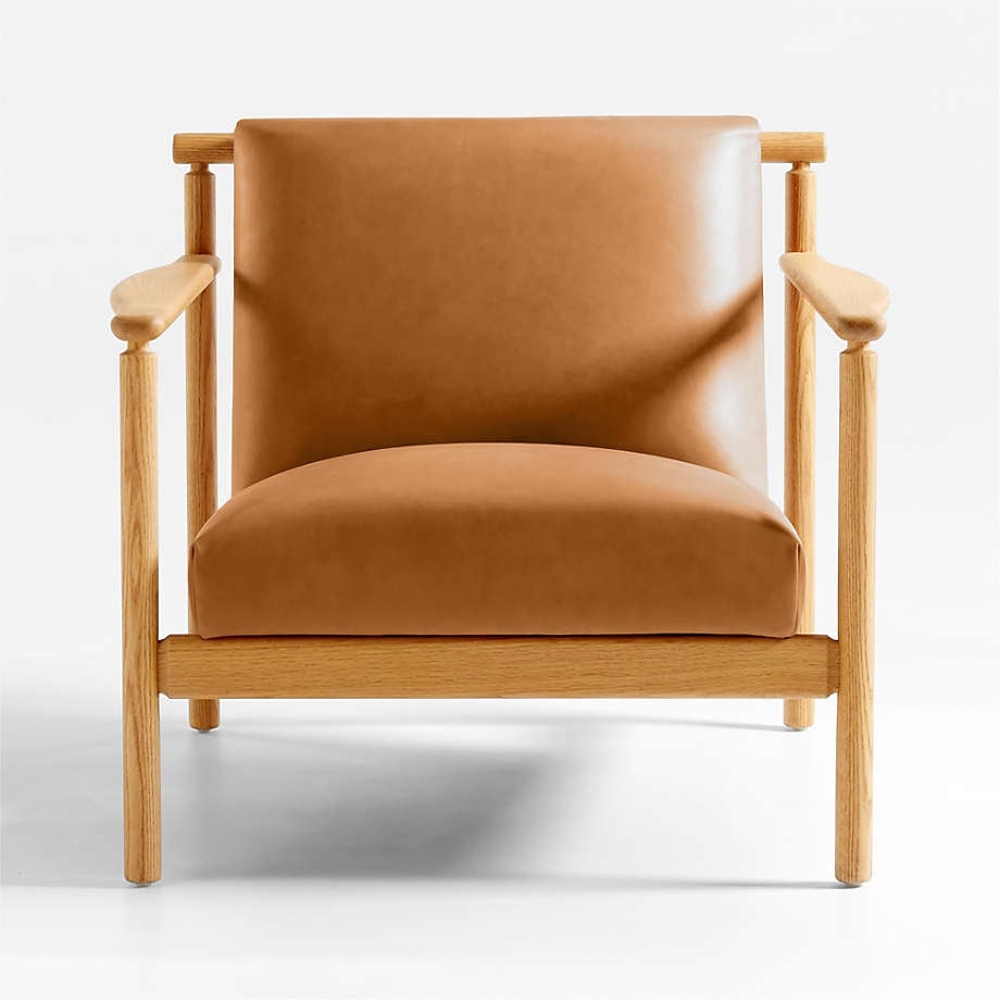 Ojai Leather Wood Frame Accent Chair - Image 0