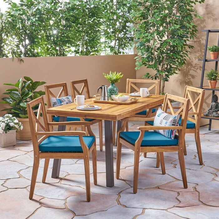 Nader Outdoor 7 Piece Dining Set with Cushions - Image 0