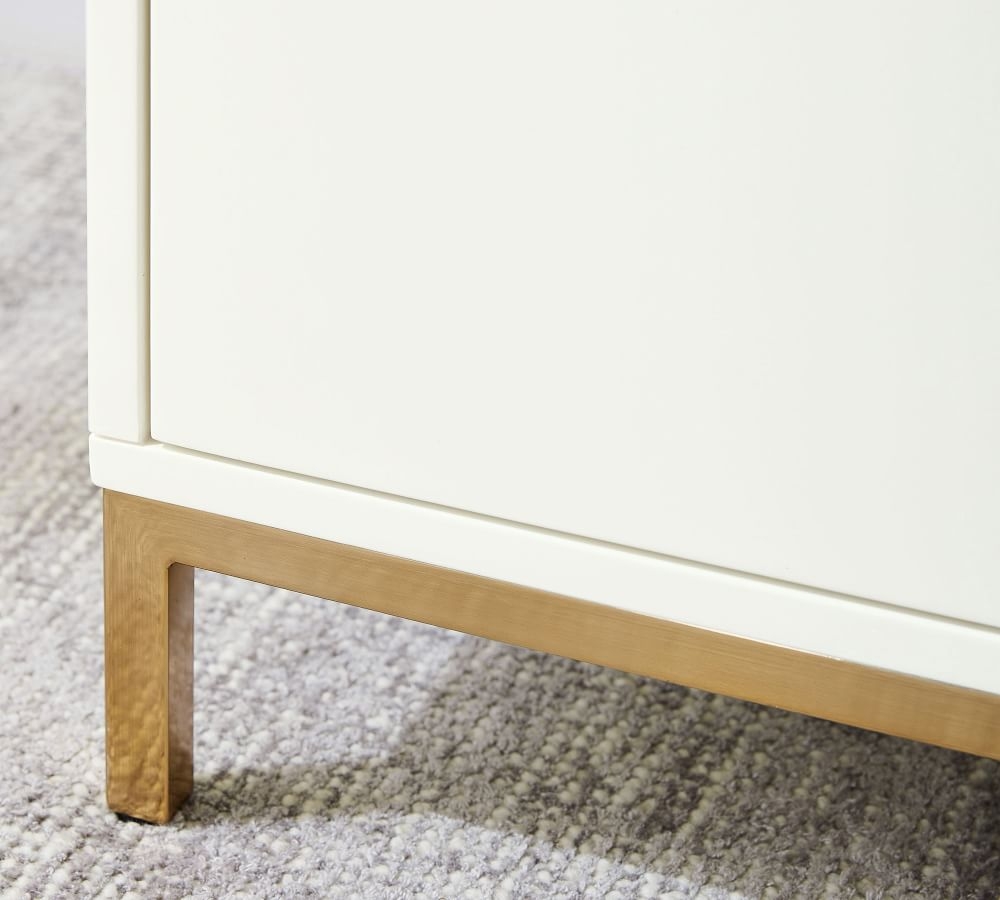 Delaney 5-Drawer Tall Dresser, White/Brass - Image 4