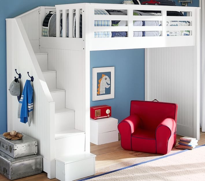 Catalina Stair Loft Bed, Full, Simply White - Image 1