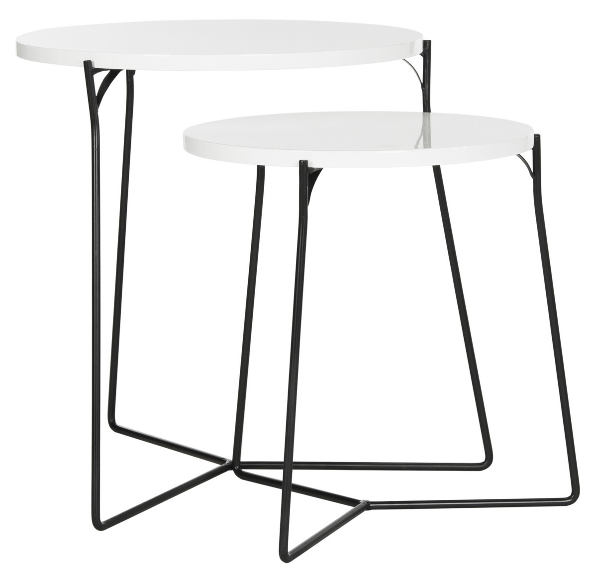 Ryne Retro Mid Century Lacquer Stacking End Table - White/Black - Arlo Home - Image 0
