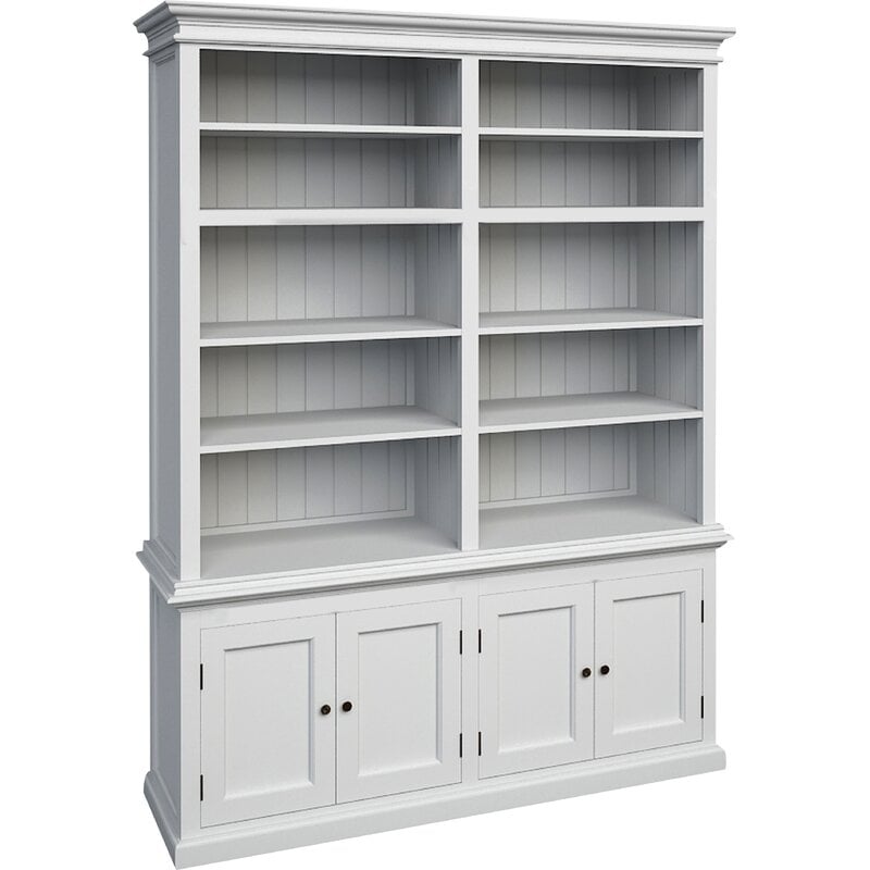 Jakel 86.61'' H x 65'' W Solid Wood Library Bookcase, White - Image 0