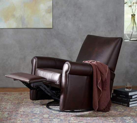 Grayson Leather Recliner, Polyester Wrapped Cushions, Legacy Tobacco - Image 2