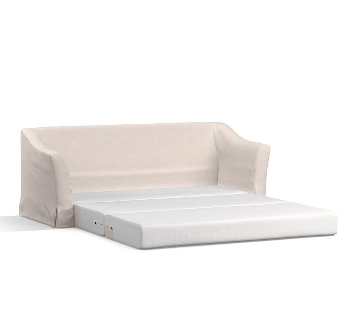 SoMa Brady Slope Arm Slipcovered Sleeper Sofa, Polyester Wrapped Cushions, Performance Everydaylinen(TM) by Crypton(R) Home Oatmeal - Image 1