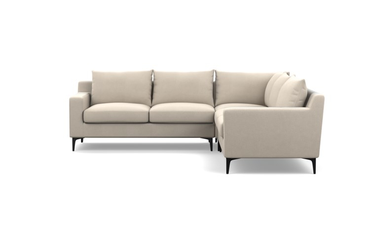 Sloan Corner Sectional Sofa - Natural- Heavy Cloth - Matte Black Sloan L Leg - 105" - Image 1