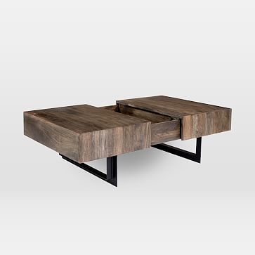 Modern Solid Wood + Iron Storage Coffee Table - Image 2