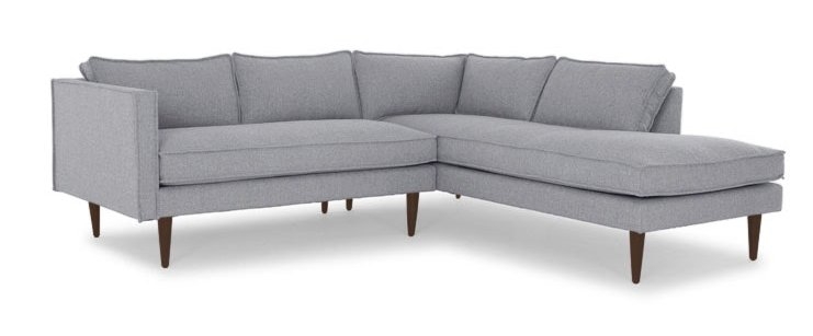 Gray Serena Mid Century Modern Sectional with Bumper - Essence Ash - Coffee Bean - Left - Image 0