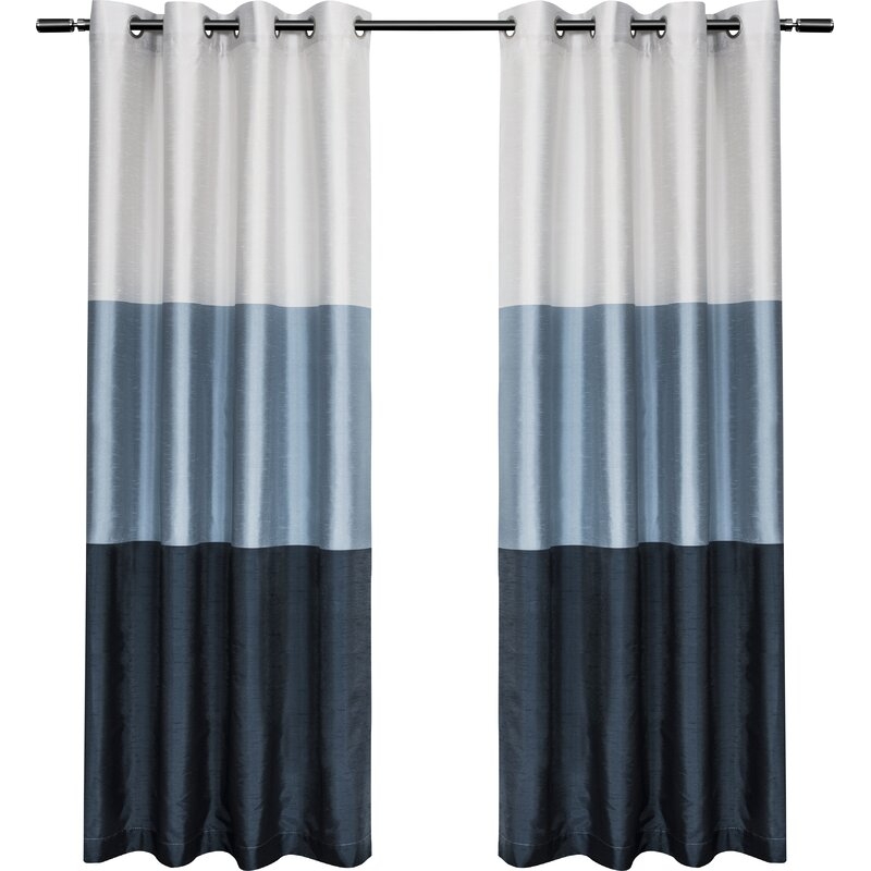 Rodney Striped Semi-Sheer Grommet Curtain Panels - Image 0