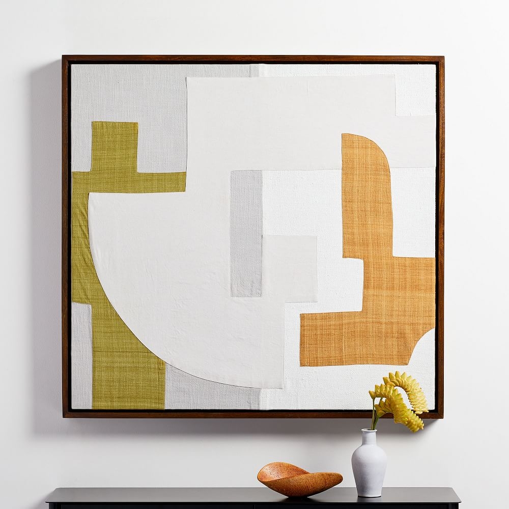 Pieced Fabric Wall Art - Yellow - Image 0