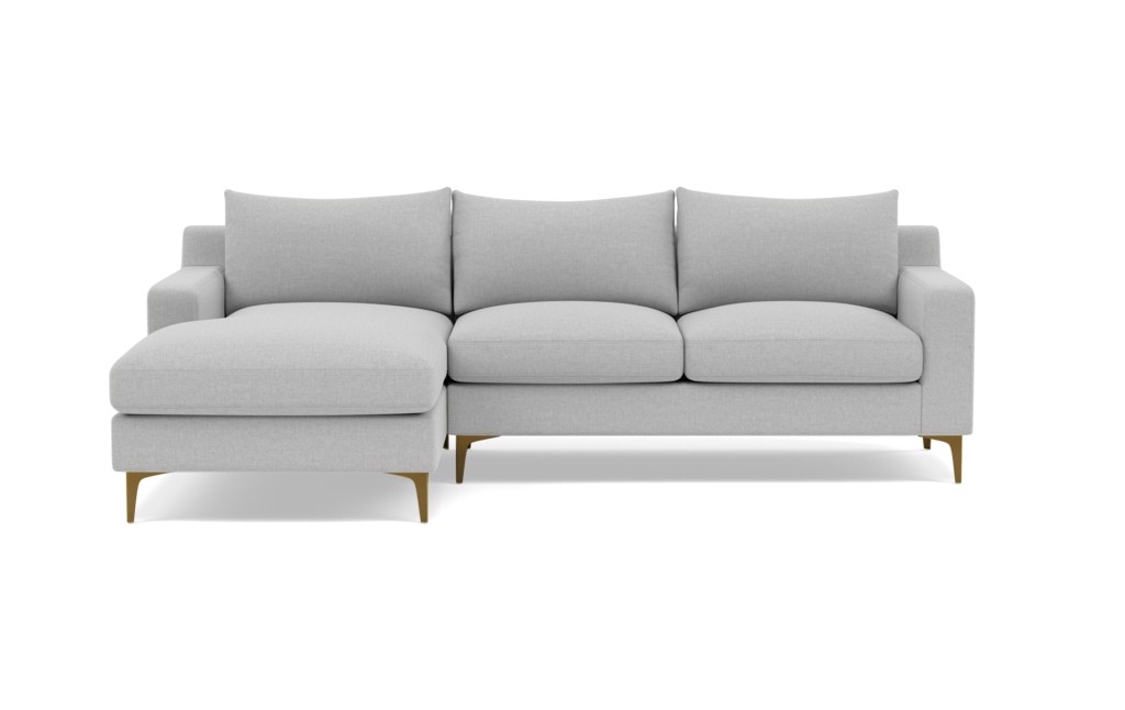 SLOAN Sectional Sofa with Left Chaise, Ecru, Brass Plated Sloan Leg, 92" - Image 0