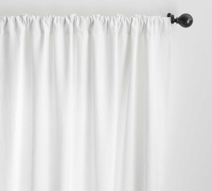 Belgian Flax Linen Curtain, Cotton Lining, 50 x 108", White - Image 1