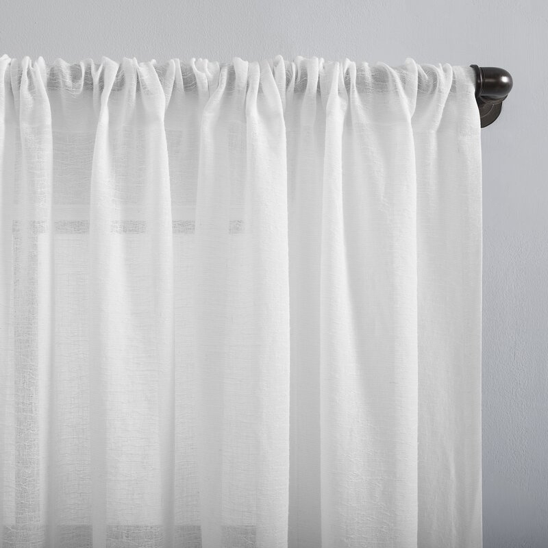 Crushed Texture Anti-Dust Linen Solid Semi Sheer Rod Pocket Single Curtain Panel - Image 1