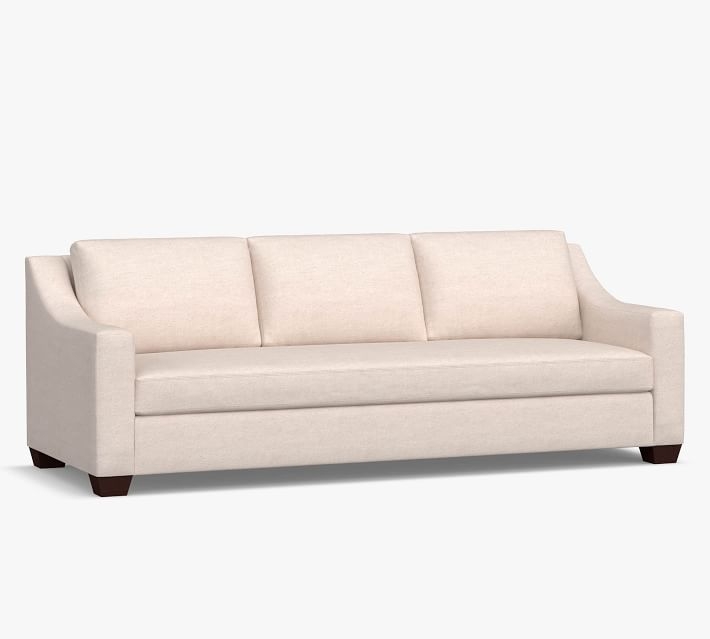 York Slope Arm Upholstered Grand Sofa 95.5" 3x1, Down Blend Wrapped Cushions, Basketweave Slub Ivory - Image 0