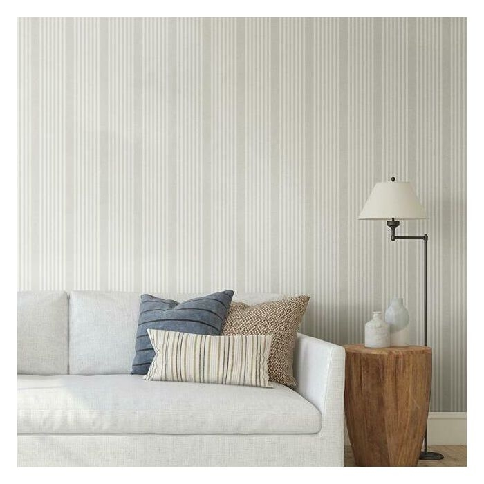 French Linen Stripe Premium Peel & Stick Wallpaper, Single Roll - Image 2