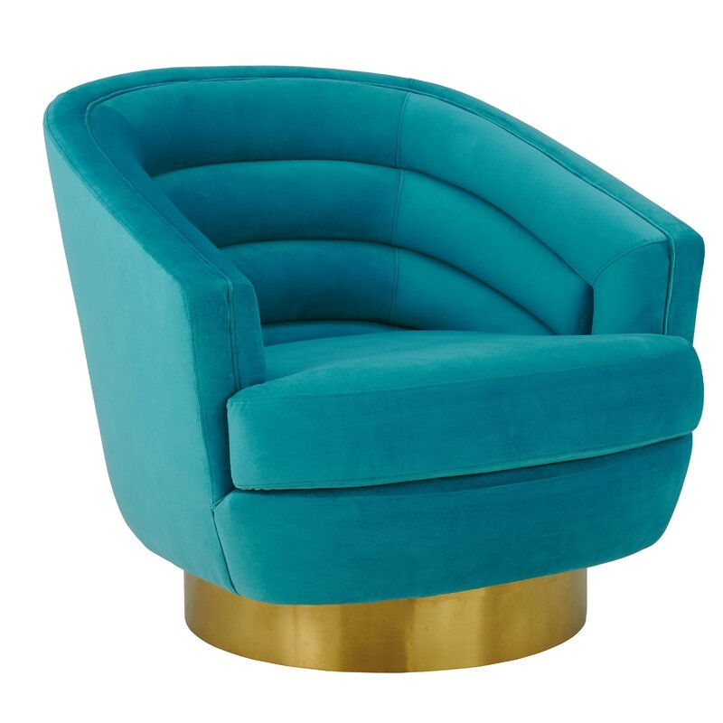 Pigott Cream Velvet Swivel Chair - Image 1