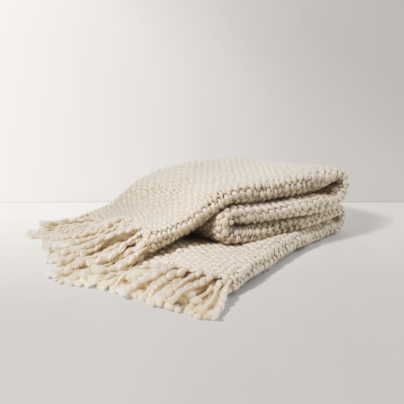 The Ivory Essential Hand-Woven Throw Blanket Blanket in Mixed - Image 1