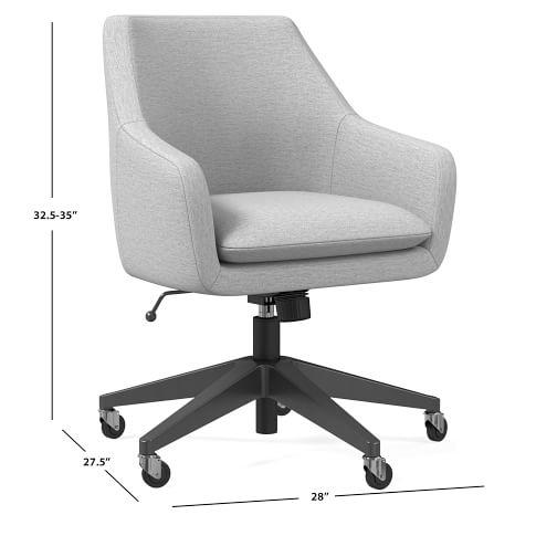 Helvetica Office Chair, Performance Coastal Linen, Stone, Dark Bronze - Image 2