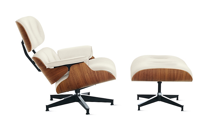 Eames® Lounge Chair and Ottoman - Walnut - MCL Pearl leather- tall - Image 0