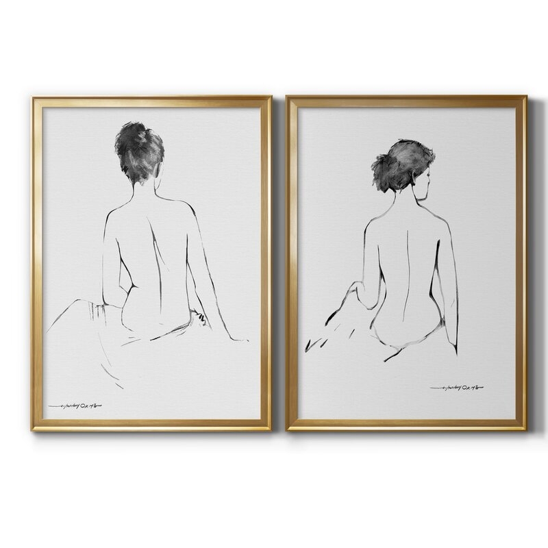 Sketchy Silhouette I - 2 Piece Painting Print Set (Set of 2) - Image 0