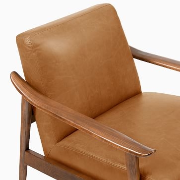 Mid-Century Show Wood Chair, Poly, Vegan Leather, Saddle, Pecan - Image 5