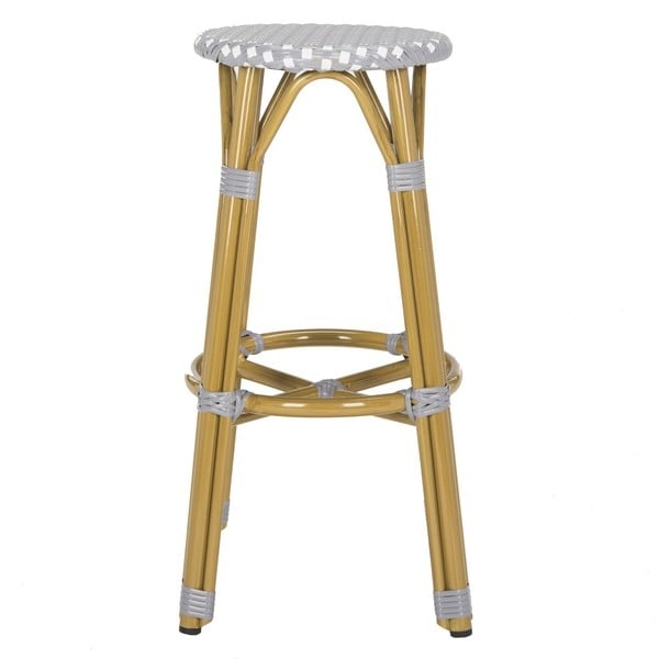 Kelsey Indoor-Outdoor Bar Stool - Grey/White - Safavieh - Image 0