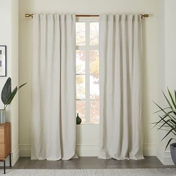 European Flax Linen Curtain with Cotton Lining, Natural, 48"x108" - unlined - Image 1