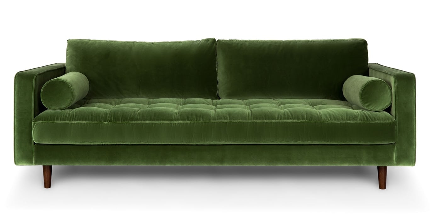 Sven 88" Tufted Velvet Sofa - Grass Green - Image 0