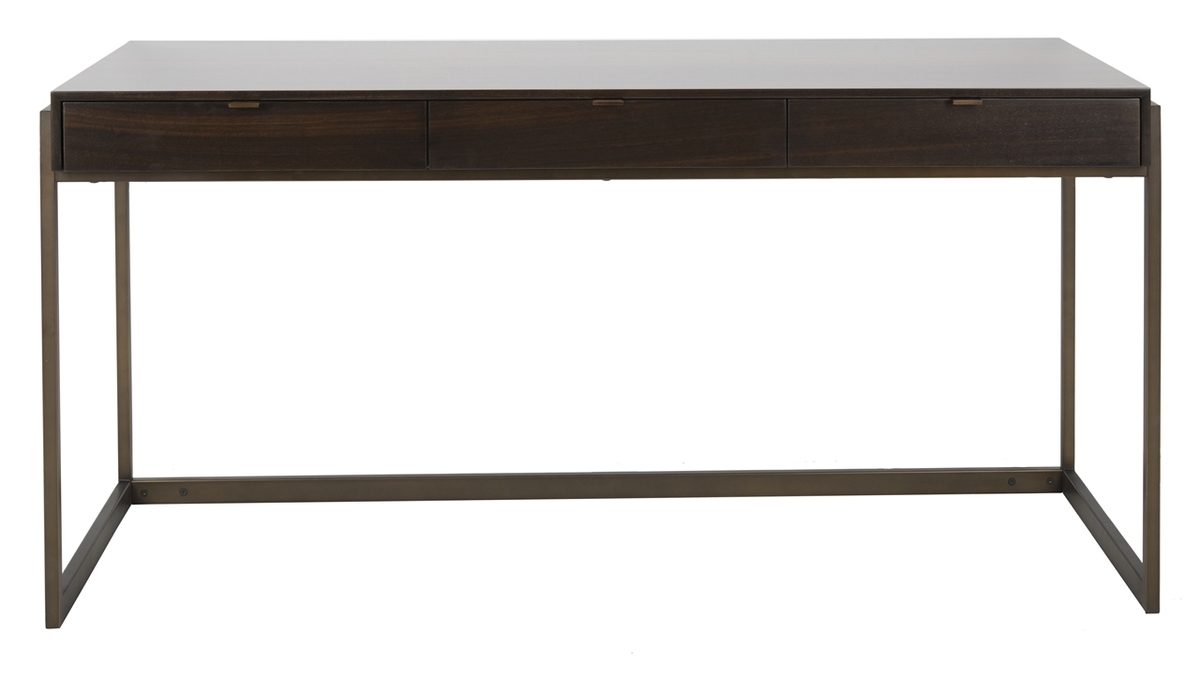 Genevieve 3-Drawer Writing Desk - Smoked Eucalyptus - Arlo Home - Image 0