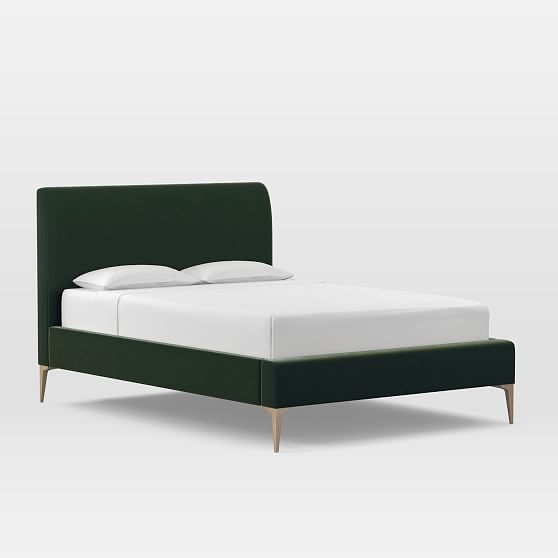 Andes Deco Upholstered Bed, King, Astor Velvet, Evergreen, Light Bronze - Image 0