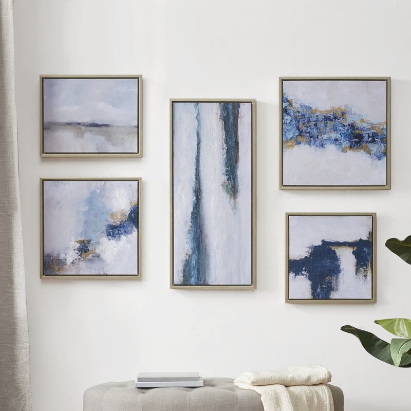 Martha Stewart Blue Drift Abstract 5-piece Gallery Frame - Image 0