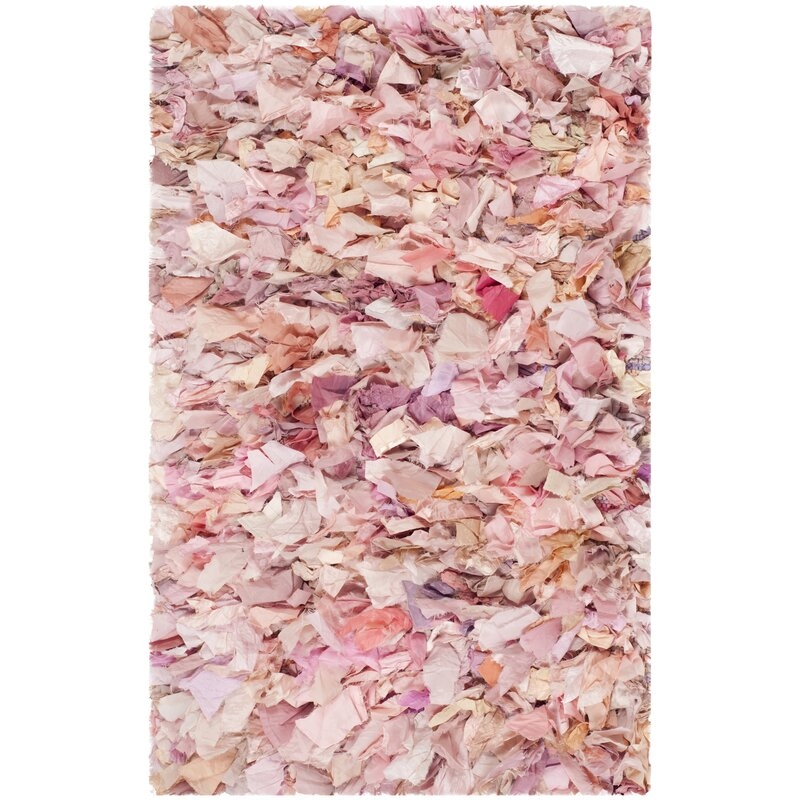 Messiah Ivory/Pink Shag Area Rug - Image 1