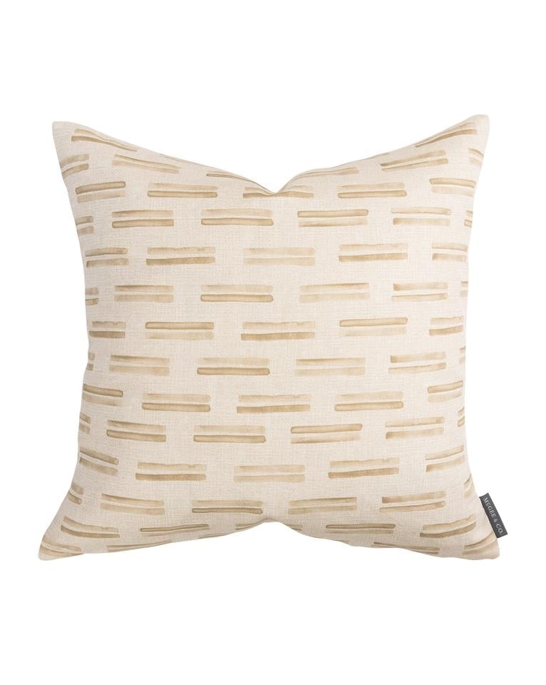 AVERY DOUBLE STRIPE PILLOW COVER - TAN - 20" x 20" - Image 0