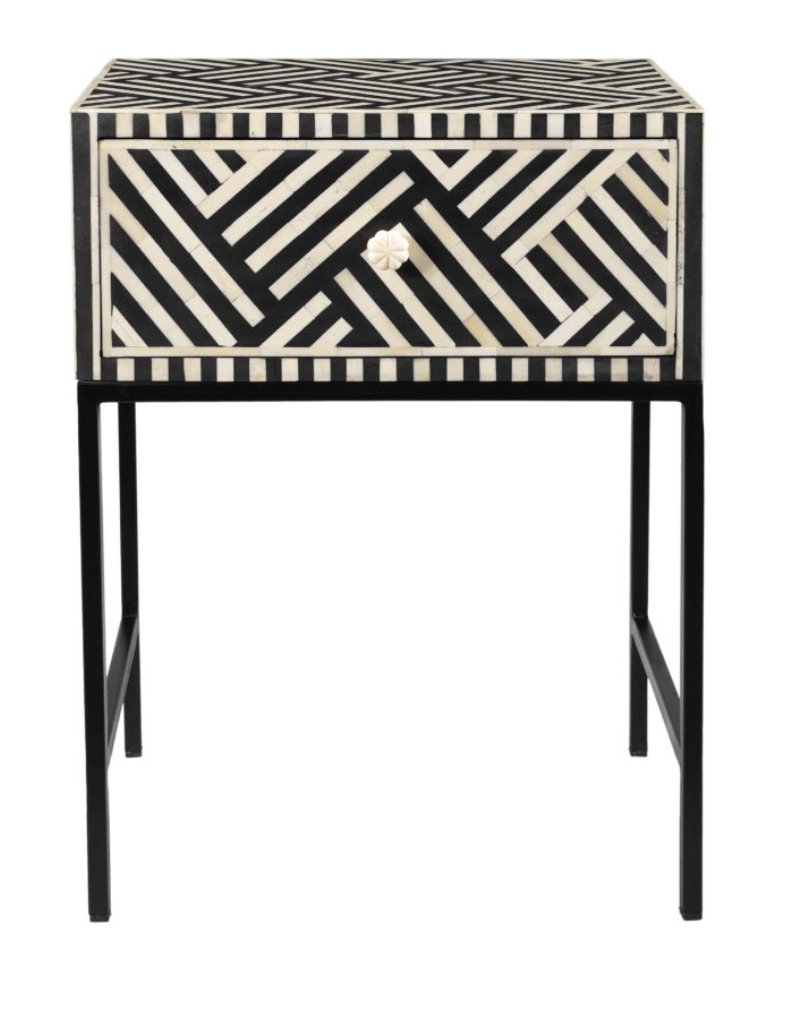 Noire Bone Inlay Side Table - Image 0