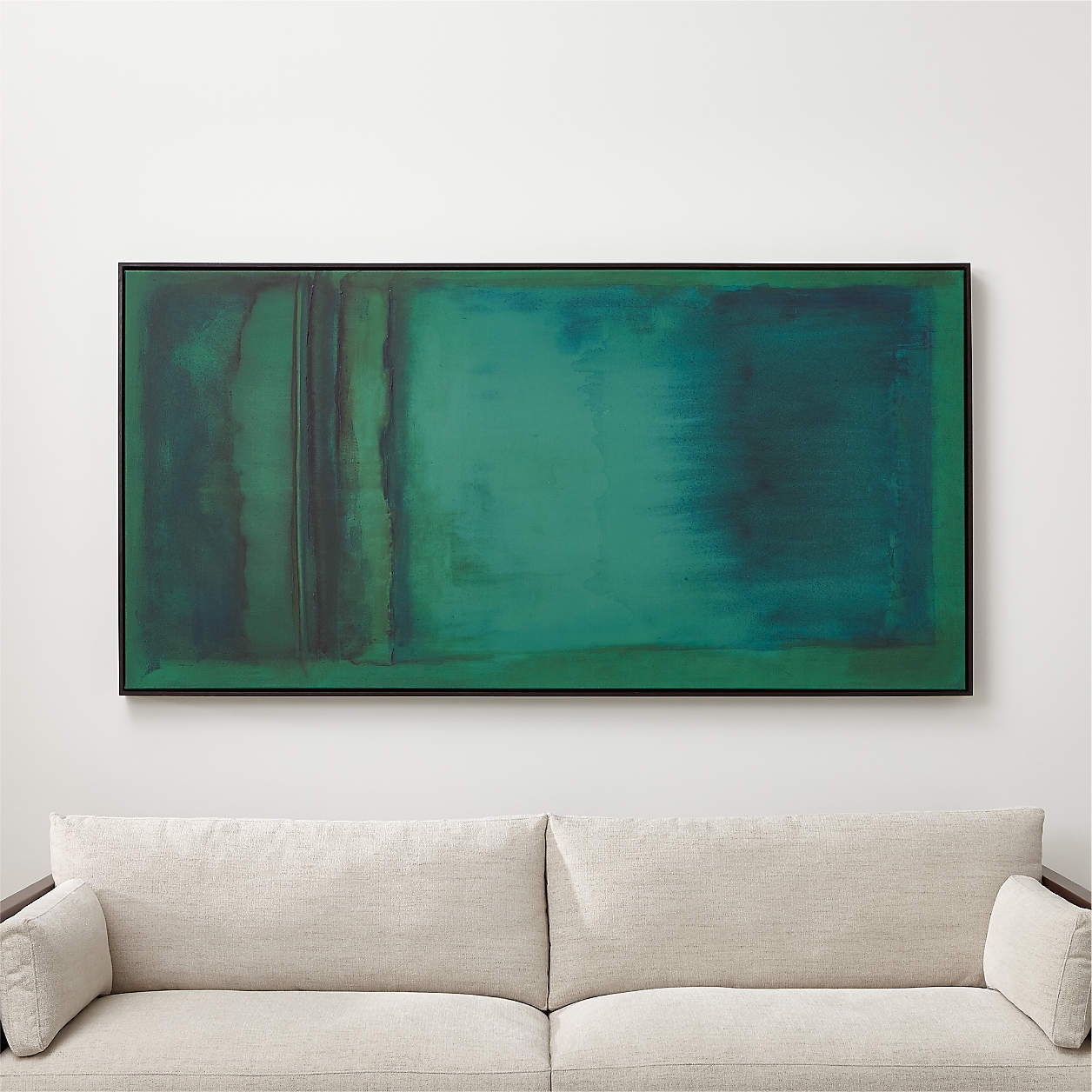 "Emerald" Framed Reproduction Abstract Wall Art Print 38"x74" by Susan Stone - Image 0