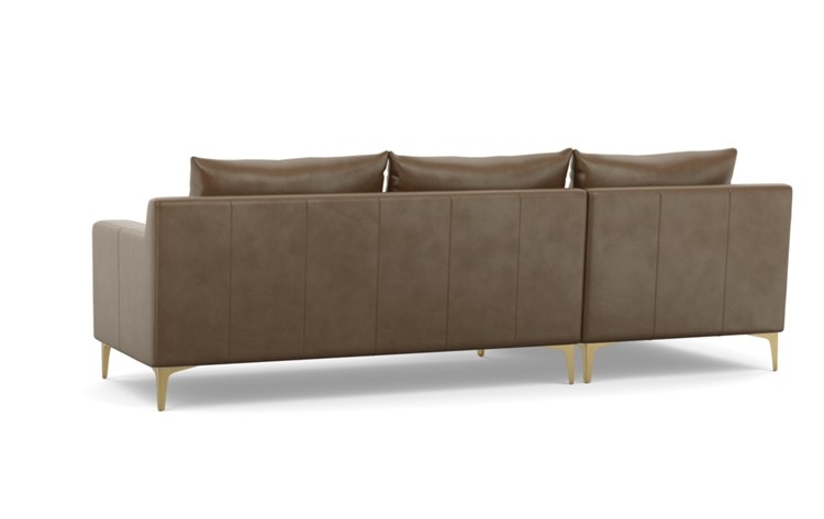 Sloan Leather Sectional Sofa with Left Chaise - 96" - Pecan Leather - Brass Plated Leg - Image 3