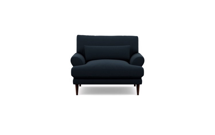 Maxwell Chairs in Midnight Blue Fabric with Oiled Walnut with Tapered legs - Image 0