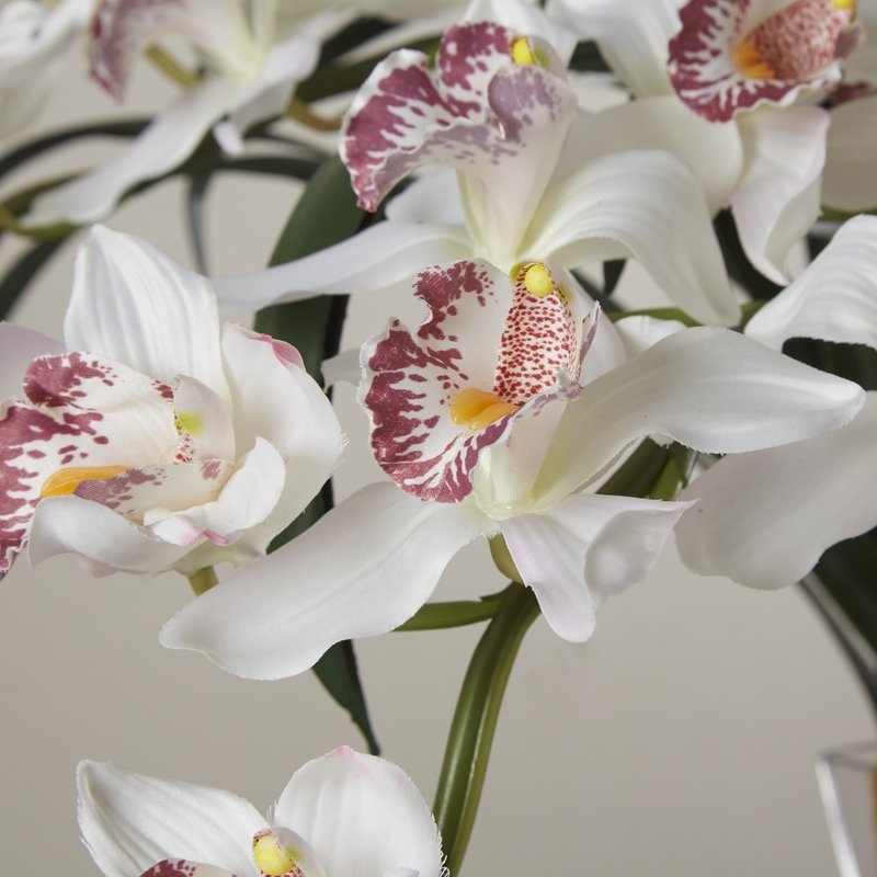 Orchid Silk Flower Arrangement in White - Image 2
