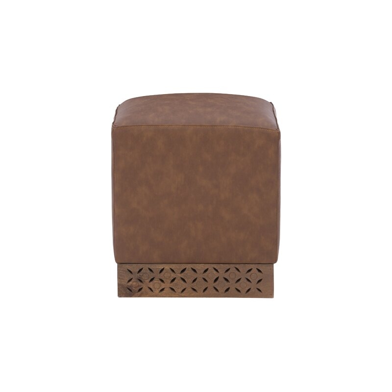 Alverta 16" Wide Faux Leather Square Cube Ottoman - Image 1