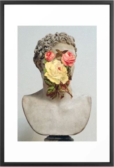 Bust With Flowers Framed Art Print - 26x38 - Image 0