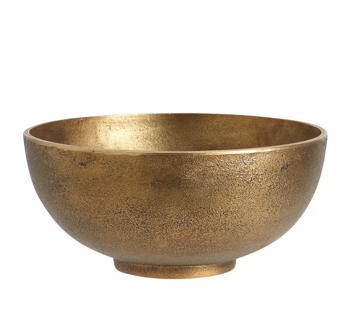 Decorative Metal Bowl, Gold, One - Image 0