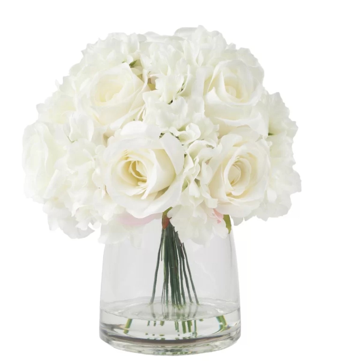 Artificial Rose and Hydrangea Floral Arrangement in Vase - Image 1