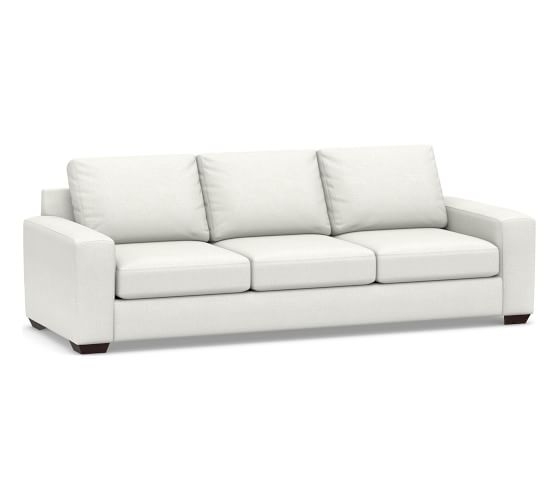 Big Sur Square Arm Upholstered Grand Sofa 105", Down Blend Wrapped Cushions, Basketweave Slub Ivory - Image 0