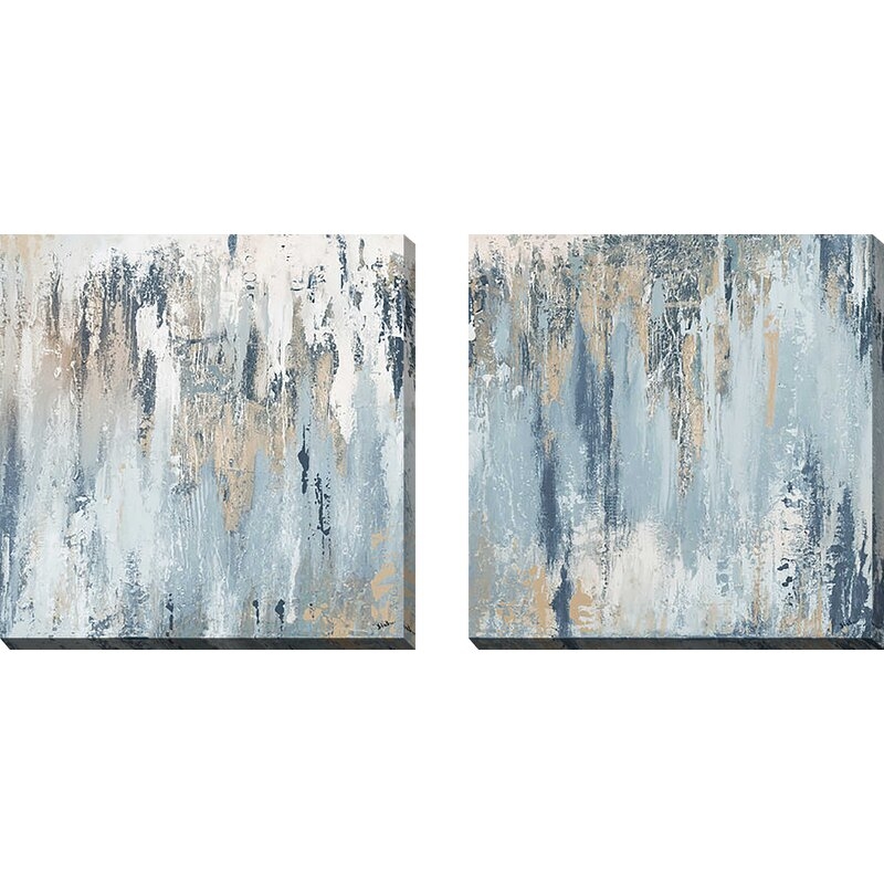 'Blue Illusion Square' 2 Piece Acrylic Painting Print Set'Blue Illusion Square' 2 Piece Acrylic Painting Print Set - Image 0