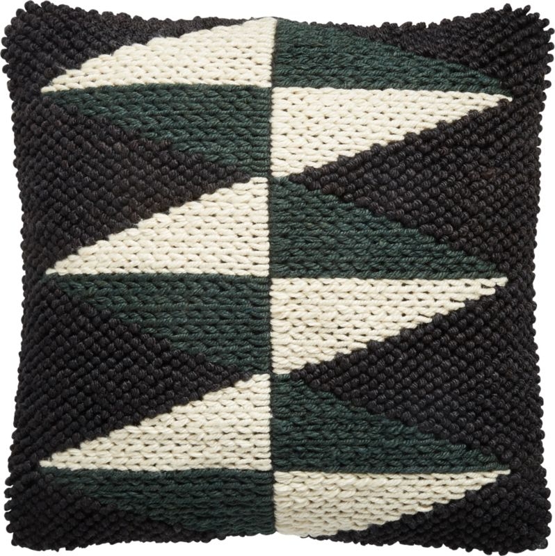 20"x20" Dart Outdoor Black/White/Green Diamond Pillow - Image 1