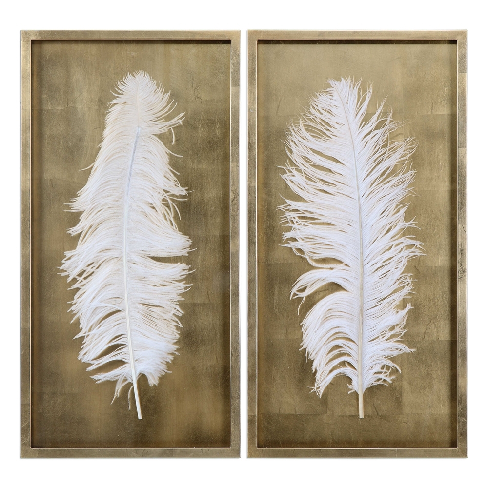 White Feathers 34"H Shadow Box, S/2 - Image 0
