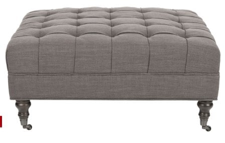 Clark Tufted Cocktail Ottoman - Charcoal Brown/Espresso - Safavieh - Image 0