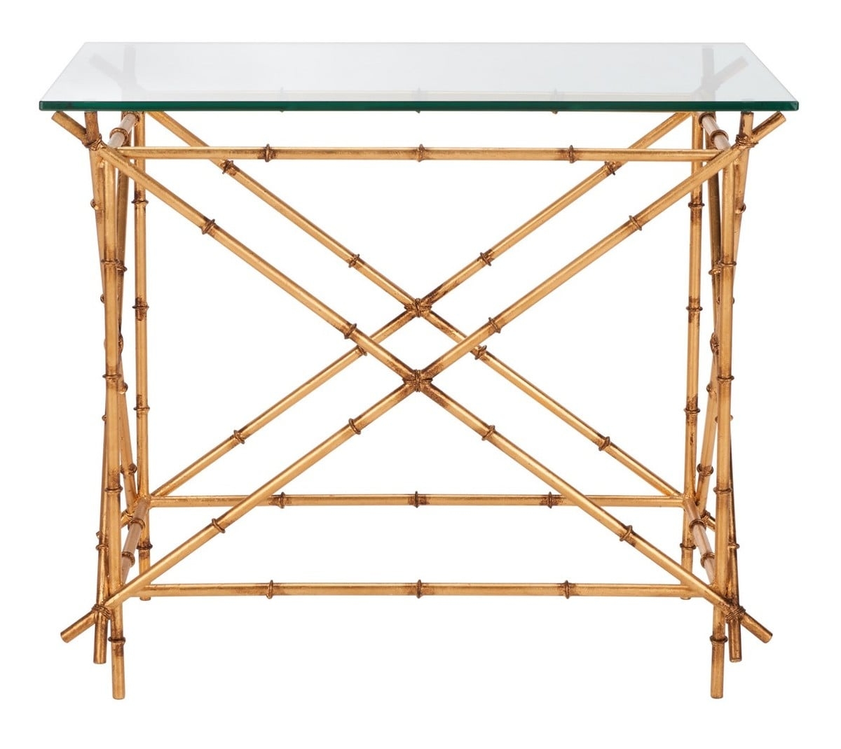 Mark Crisscrossed Accent Table - Gold/Clear - Safavieh - Image 0